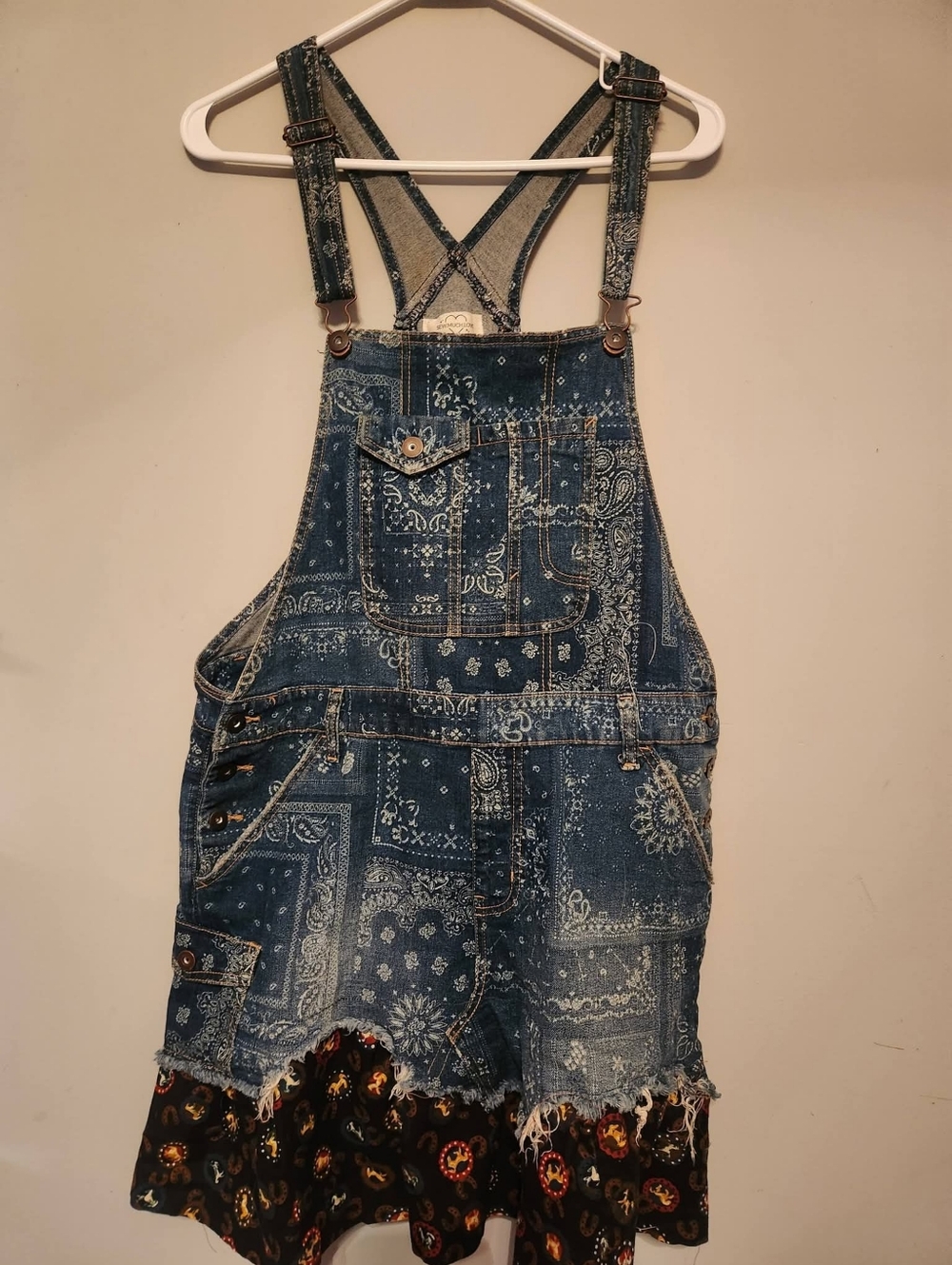 Overall Skirt With Cowboy Print Trim